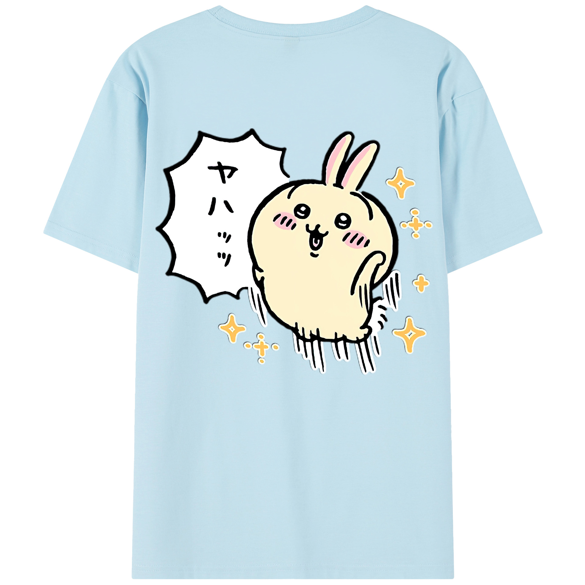 （画像用） ちいかわ うさぎ Chii-kawa usagi 綿100％半袖Tシャツ（背面プリント）